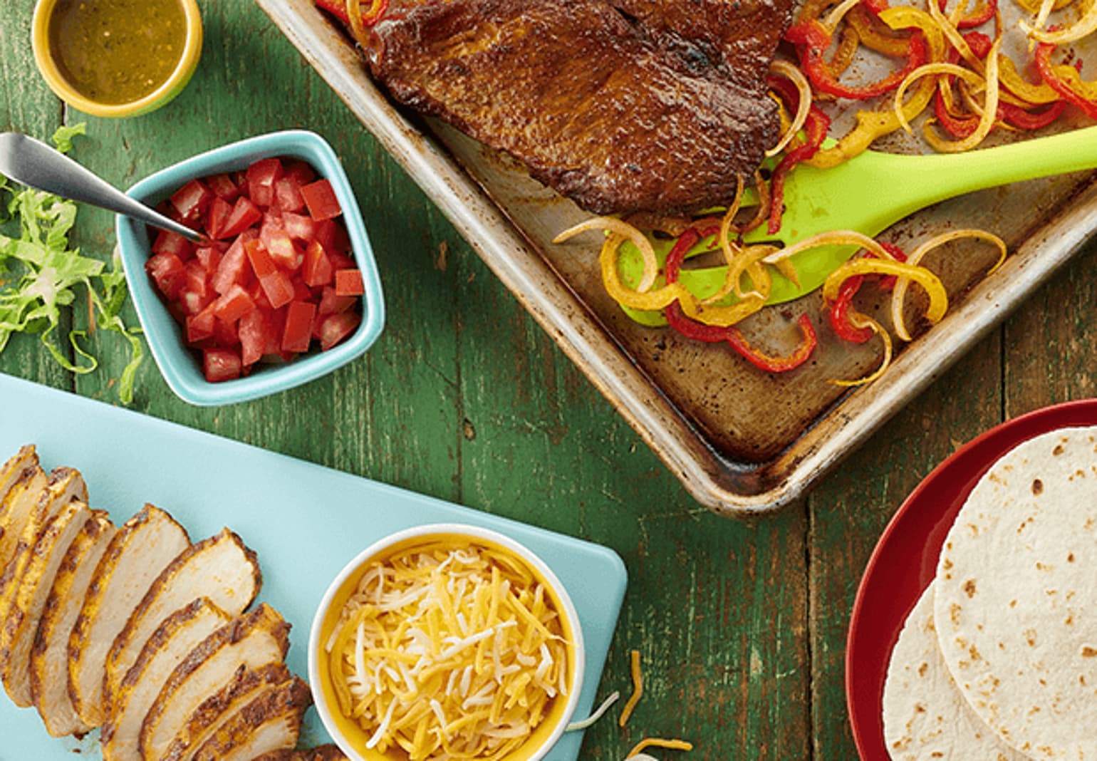 Sheet-Pan Chicken and Steak Fajitas
